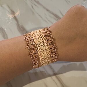 Rose Gold Flower Cuff Bracelet